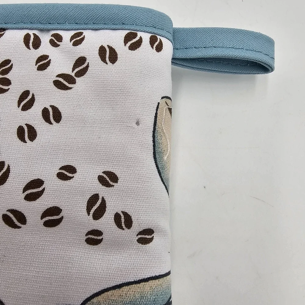 7 Pc Coffee Kitchen Set 2 Oven Mitts 3 Potholders 2 Towels Printed Hot Pads Cook